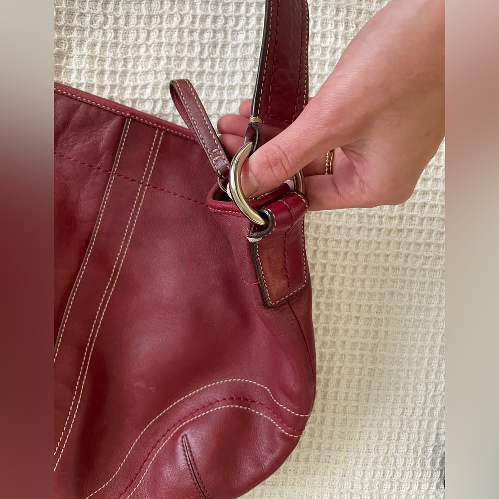 Coach Burgundy Hobo Leather Shoulder Bag - Picture 11 of 16